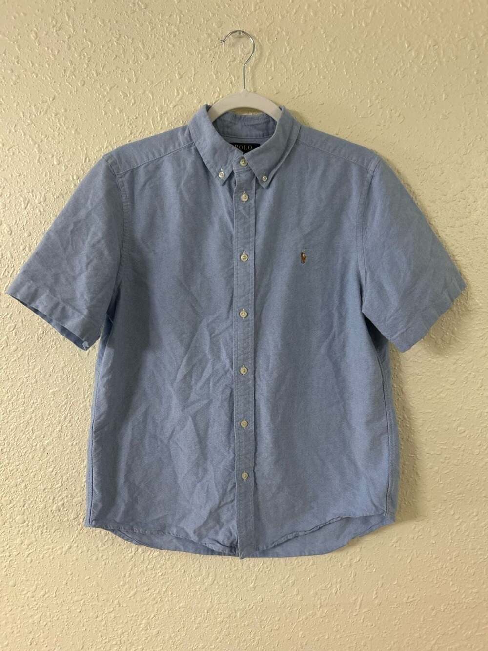 Polo Ralph Lauren Boys Blue Short Sleeve Oxford Button Down Shirt Size XL 18-20